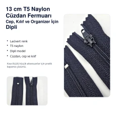 Wallet Zipper Nylon 13 cm / 5.12 in N3 for Pockets, Pouches and Organizers Closed End ENC0013T5