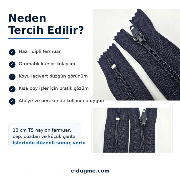 Naylon Cüzdan Fermuar 13 cm T5 Dipli