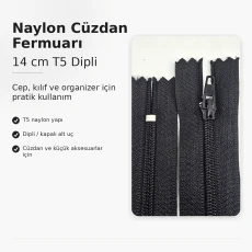 Wallet Zipper Nylon 14 cm / 5.51 in N3 for Pockets, Pouches and Organizers Closed End ENC0014T5