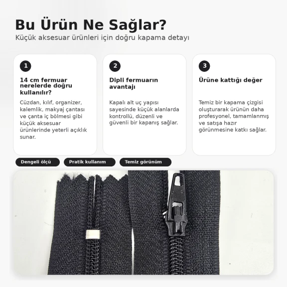 Nylon Wallet Zipper 14 cm / 5.51 in N3 for Pockets, Pouches and Organizers Closed End