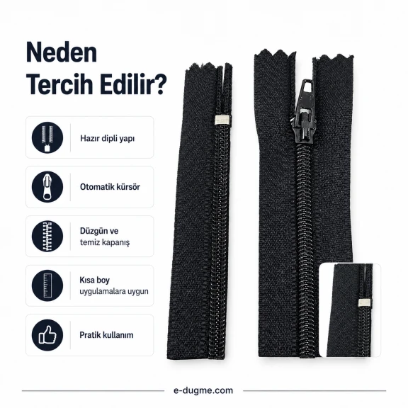 Naylon Cüzdan Fermuarı 14 cm T5 Dipli