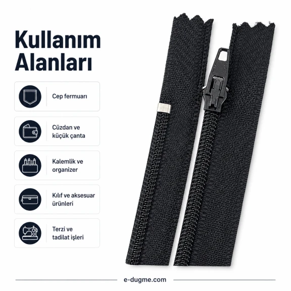Naylon Cüzdan Fermuarı 14 cm T5 Dipli