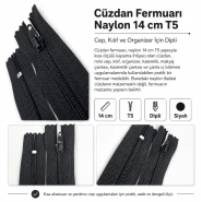 Wallet Zipper Nylon 14 cm / 5.51 in N3 for Pockets, Pouches and Organizers Closed End ENC0014T5