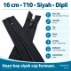 16 cm T10 Siyah Dipli Naylon Cep Fermuarı ENC0016T10, fermuarlı cep dikimi için ideal, dayanıklı ve şık bir çözüm.