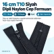 16 cm T10 Siyah Dipli Naylon Cep Fermuarı ENC0016T10, fermuarlı cep dikimi için ideal, dayanıklı ve şık bir çözüm.