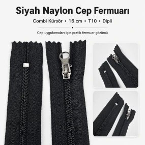 Naylon Cep Fermuarı Combi Elcikli 16 cm T10 - ENC0016T10C