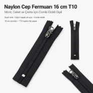 Pocket Zipper Nylon 16 cm / 6.30 in N5 Combi Puller Closed End ENC0016T10C