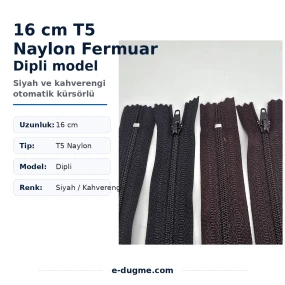 Naylon Cep Fermuarı 16 cm T5 Dipli - ENC0016T5