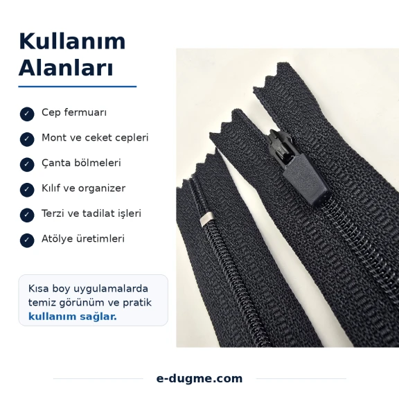 Naylon Cep Fermuarı Kaucuk Elcikli 16 cm T5 Dipli
