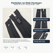 Pantolon ve Etek Fermuarı Naylon 16 cm T5 Kauçuk Elcikli Dipli ENC0016T5KE