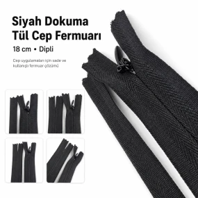 Dokuma Tül Cep Fermuar 18 cm Dipli - ENC0018DTUL
