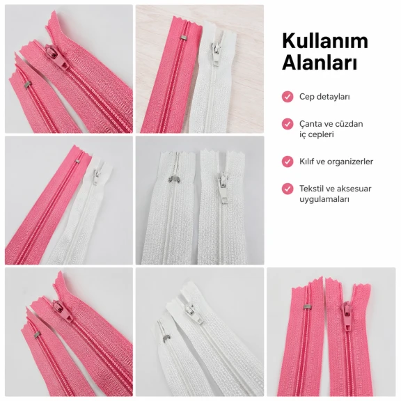 Naylon cep fermuarı 18 cm T5 dipli, çanta ve tekstil projeleri için dayanıklı ve pratik kullanım