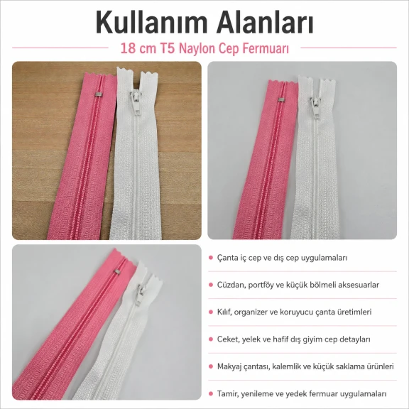 Nylon Pocket Zipper 18 cm / 7.09 in N3 Closed End for Bags, Jackets and Vests