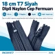 Cep Fermuarı Naylon 18 cm T7 Siyah Dipli - ENC0018T7, dayanıklı naylon malzemeden üretilmiş, 18 cm uzunluğunda, siyah dipli