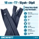 Cep Fermuarı Naylon 18 cm T7 Siyah Dipli - ENC0018T7, dayanıklı naylon malzemeden üretilmiş, 18 cm uzunluğunda, siyah dipli