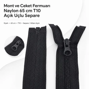 Mont ve Ceket Fermuarı Naylon 65 cm T10 Açık Uçlu Separe ENC0065T10