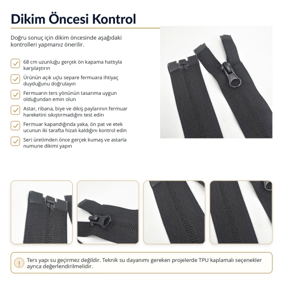 68 cm / 26.77 in N5 Reverse Nylon Coil Separating Jacket Zipper in Black, ideal for jackets, coats, parkas, and hoodies
