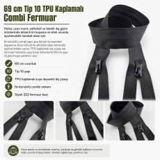 69 cm Tip 10 TPU Kaplamalı Suya Dayanıklı Combi Fermuar ENC0069SG