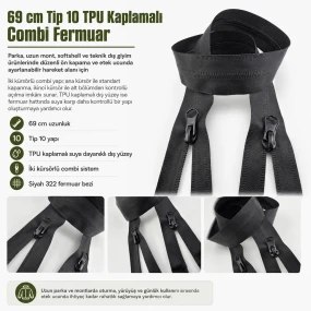 69 cm Tip 10 TPU Kaplamalı Suya Dayanıklı Combi Fermuar ENC0069SG