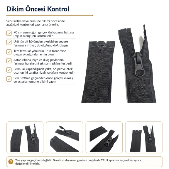 70 cm N5 Reverse Nylon Coil Separating Jacket Zipper in Black, ideal for jackets, coats, and outerwear