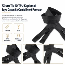 73 cm Tip 10 TPU Kaplamalı Suya Dayanıklı Combi Mont Fermuarı – Parka ve Outdoor Ceketler İçin ENC0073SG