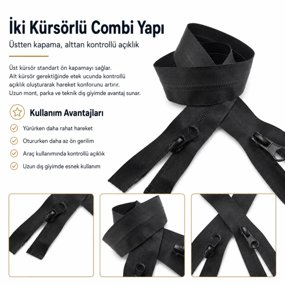 73 cm / 28.74 in N5 TPU-Coated Water-Resistant Two-Way Separating Zipper for Parkas and Outdoor Jackets