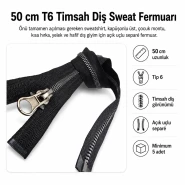 50 cm T6 Kemik Timsah Diş Sweat Fermuarı Açık Uçlu Separé EPR0050T6TMS