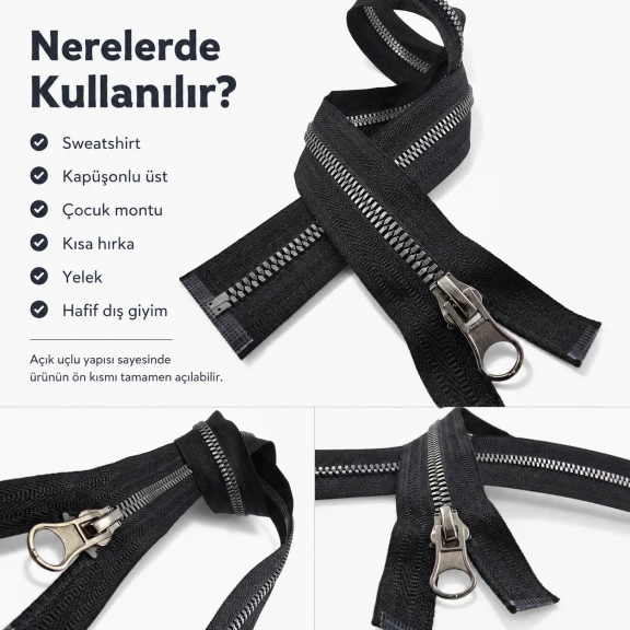 51 cm T6 Kemik Timsah Diş Sweat Fermuarı Açık Uçlu Separé EPR0051T6TMS