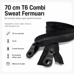 70 cm T6 Kemik Sweat Fermuarı Combi Alttan Açılır EPR0070T6C