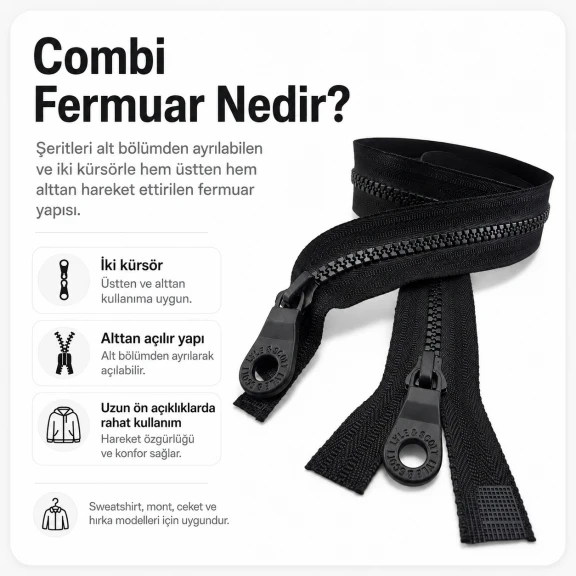 70 cm T6 Kemik Sweat Fermuarı Combi Alttan Açılır EPR0070T6C, açık uçlu separé model, çocuk montu ve sweatshirtlerde