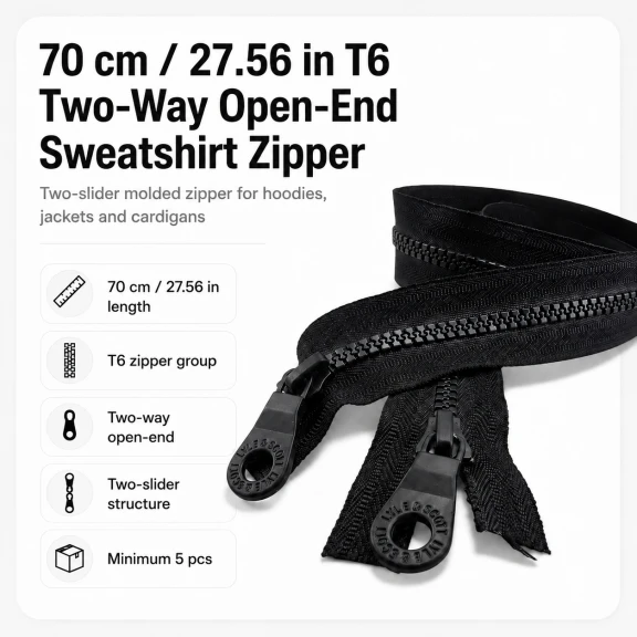 70 cm T6 Kemik Sweat Fermuarı Combi Alttan Açılır EPR0070T6C, açık uçlu separé model, çocuk montu ve sweatshirtlerde