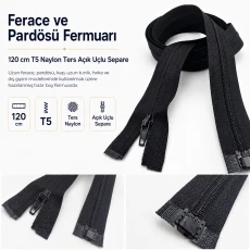 120 cm / 47.24 in N3 Reverse Nylon Coil Separating Zipper for Ferace and Long Modest Outerwear EZP00120S