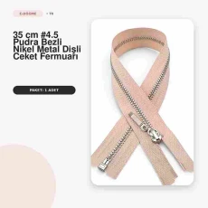 35 cm / 13.78 in #4.5 Open-End Jacket Zipper, Powder Pink Tape, Nickel-Finish Metal Teeth ZPM0035D45