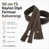 Hırka, Yelek ve Dış Giyim Fermuarı Naylon 50 cm T5 Dipli Kahverengi ZPS0050T5K