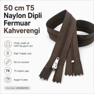 Hırka, Yelek ve Dış Giyim Fermuarı Naylon 50 cm T5 Dipli Kahverengi ZPS0050T5K