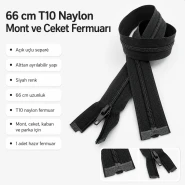 Mont ve Ceket Fermuarı Naylon 66 cm T10 Açık Uçlu Separe Siyah ZPS0066T10