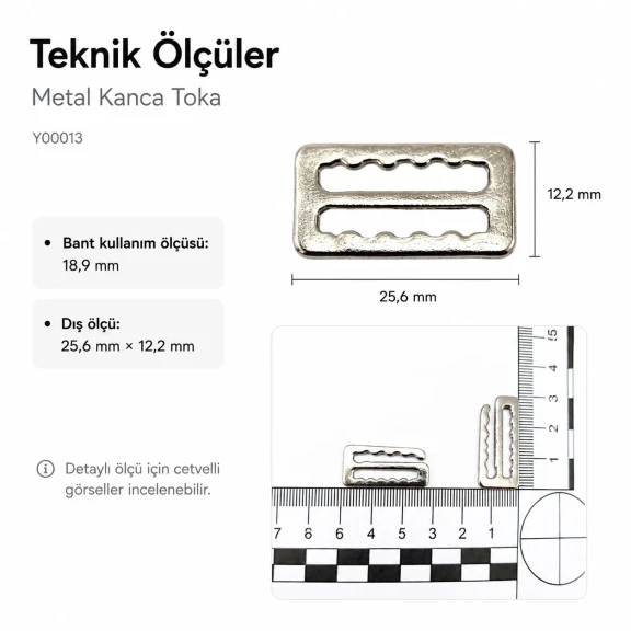 Kanca Toka 2 cm İçi Dişli Penuar Kancası, Zamak Metal Malzemeden Üretilmiştir, Sütyen, Mayo ve Elbise Üretiminde Kullanım