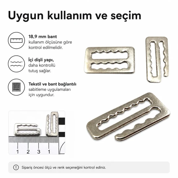 Kanca Toka 2 cm İçi Dişli Penuar Kancası, Zamak Metal Malzemeden Üretilmiştir, Sütyen, Mayo ve Elbise Üretiminde Kullanım