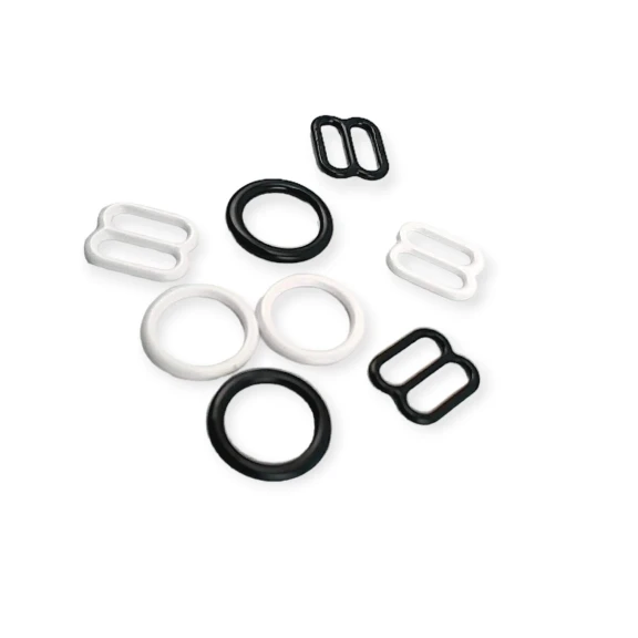 Metal Naylon Kaplı Sütyen Askı Ayar Tokası 6 mm ve Halkası PIR700006