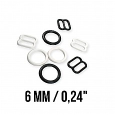 Metal Nylon Coated Bra Strap Adjustment Buckle 6 mm and Ring 0.24" PIR700006