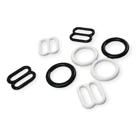 Metal Naylon Kaplı Sütyen Askı Ayar Tokası 8 mm ve Halkası PIR700008