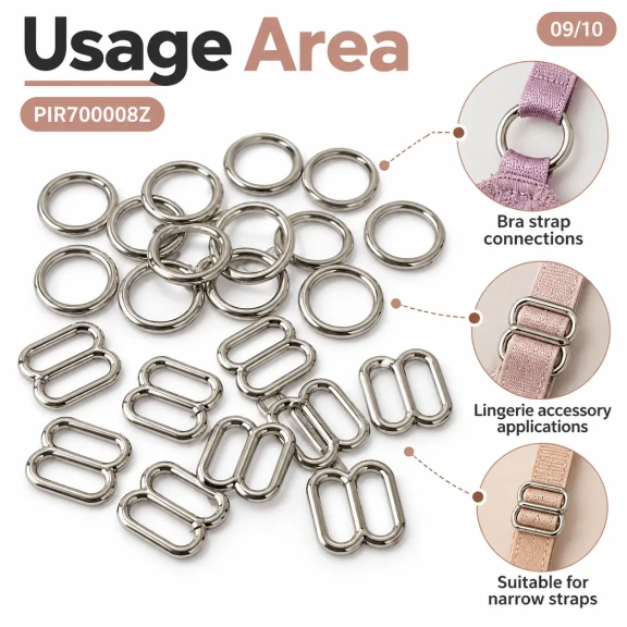 8 mm Zamak Sütyen Askı Ayar Tokası ve Halkası 2'li Set PIR700008Z