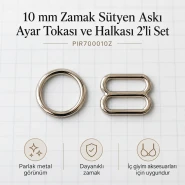 10 mm Zamak Sütyen Askı Ayar Tokası ve Halkası 2'li Set PIR700010Z