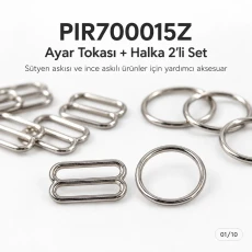 15 mm Zamak Sütyen Askı Ayar Tokası ve Halkası 2'li Set PIR700015Z