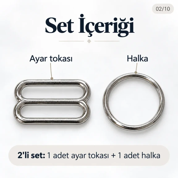 15 mm / 0.59 in Zamak Bra Strap Slider and Ring 2-Piece Set PIR700015Z