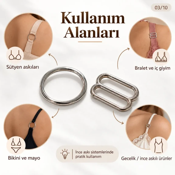 15 mm / 0.59 in Zamak Bra Strap Slider and Ring 2-Piece Set PIR700015Z