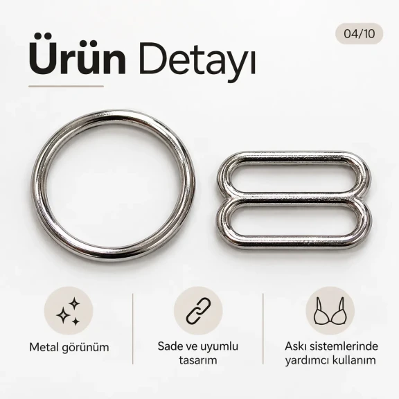 15 mm / 0.59 in Zamak Bra Strap Slider and Ring 2-Piece Set PIR700015Z