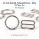 20 mm Zamak Sütyen Askı Ayar Tokası ve Halkası 2'li Set PIR700020Z