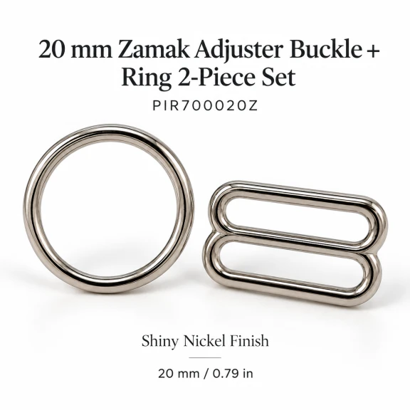 20 mm Zamak Sütyen Askı Ayar Tokası ve Halkası 2'li Set PIR700020Z