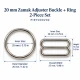 20 mm Zamak Sütyen Askı Ayar Tokası ve Halkası 2'li Set PIR700020Z